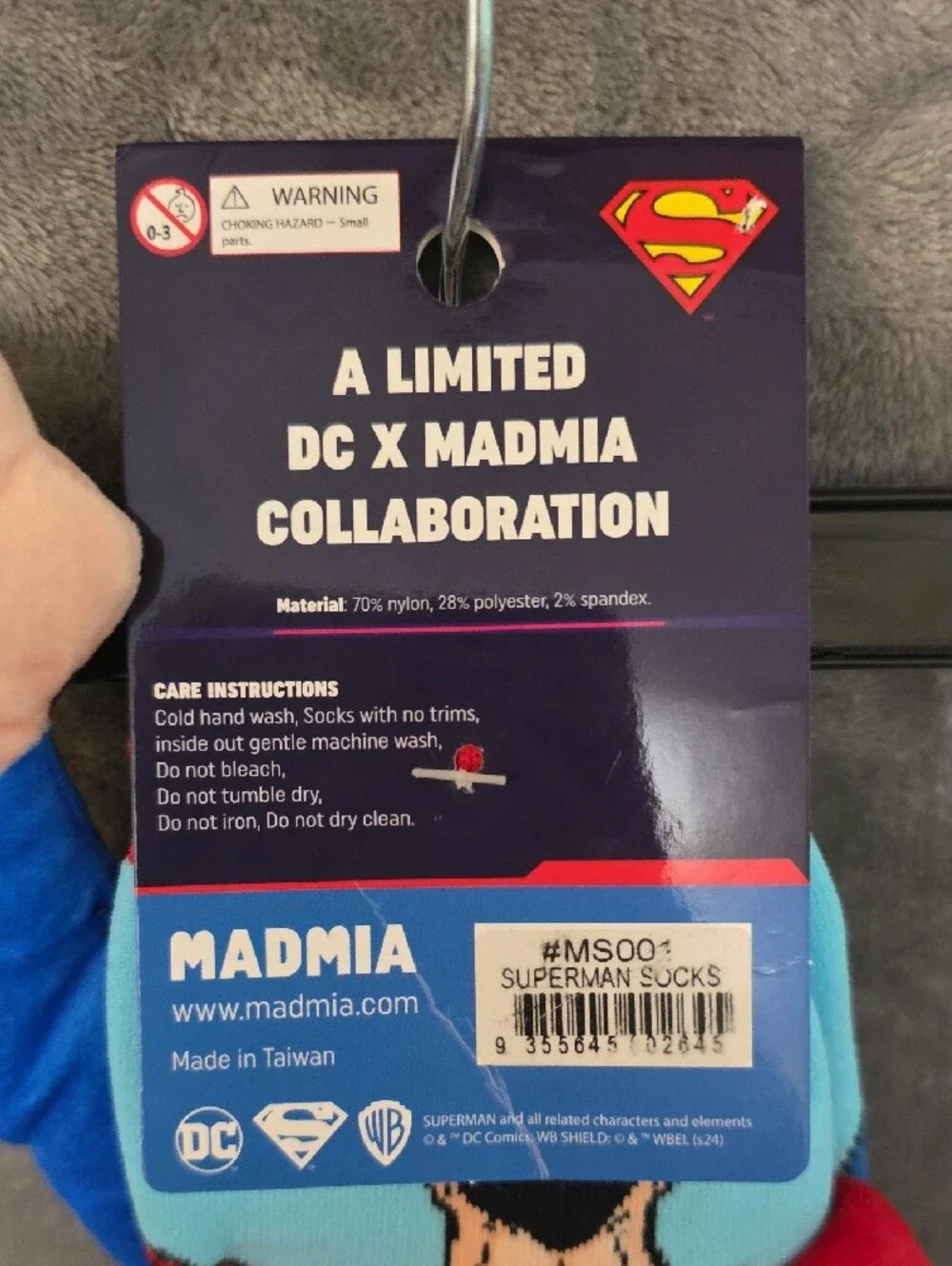 DC Superman Graphic Crew Socks - Blue, Red & Yellow-Unisex